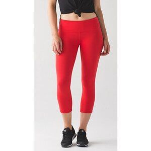Lululemon Wunder Under Crop III Reversible True Red & Prep Red 2